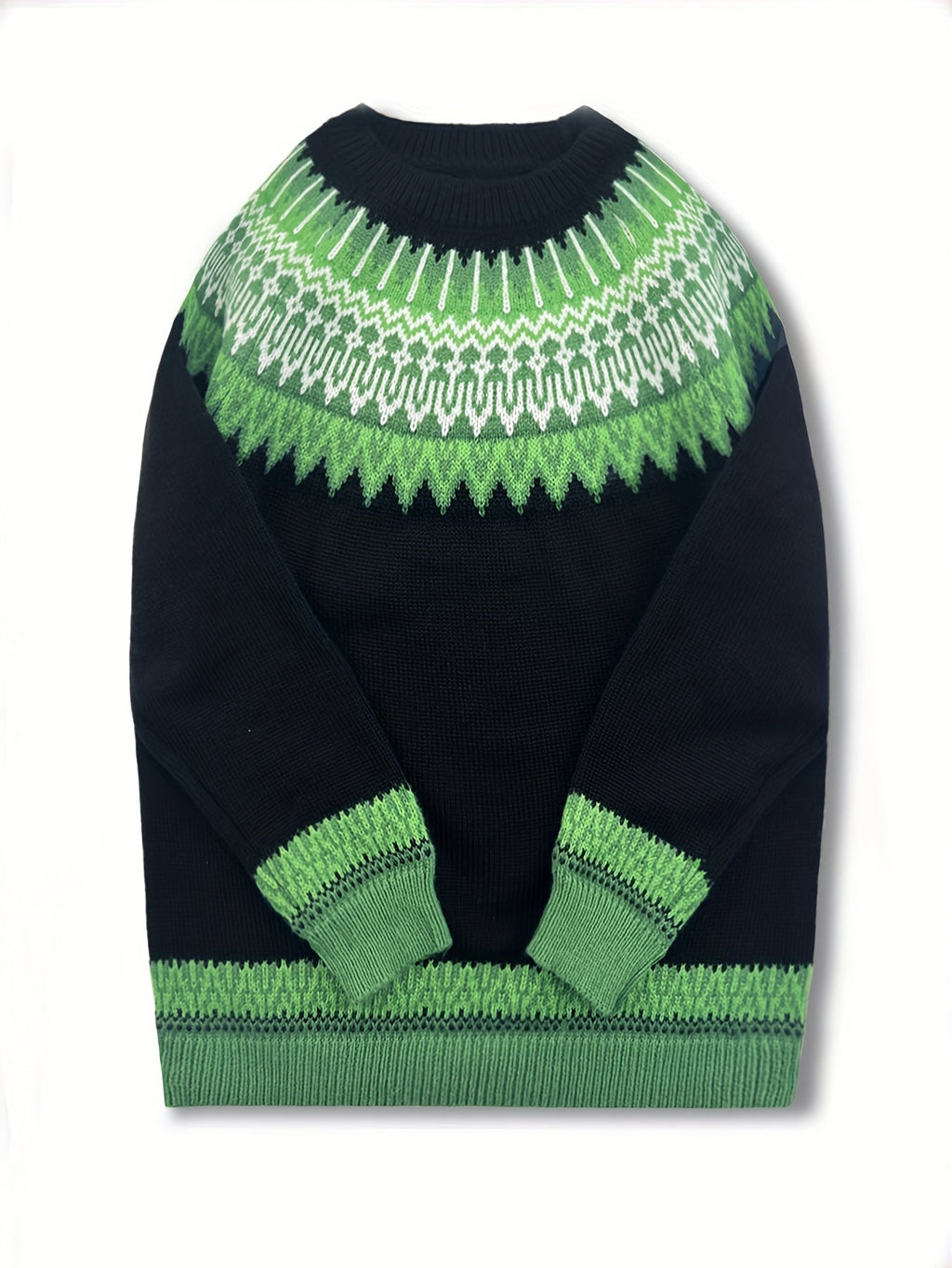 Women's Chunky Nature Motif Jacquard Crew Neck Pullover