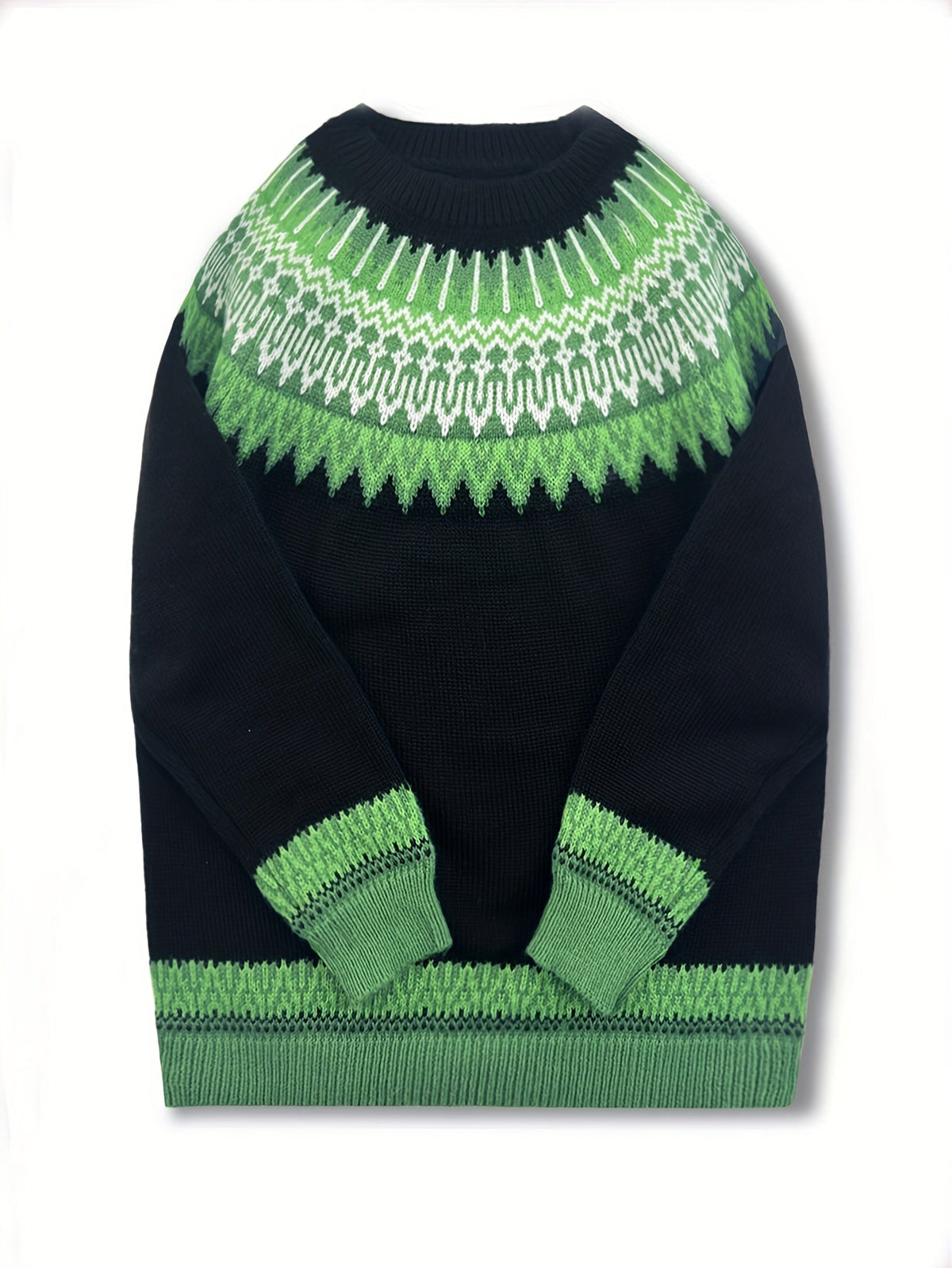 Women's Chunky Nature Motif Jacquard Crew Neck Pullover