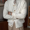 Men's Relaxed Button-Up Cardigan Sweater for Cool Mornings - White