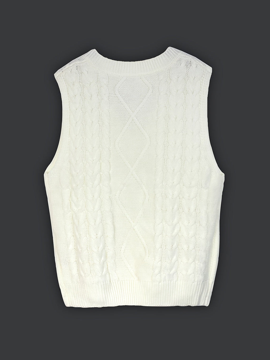 Women's Cable-Knit V-Neck Sweater Vest in a Relaxed Fit