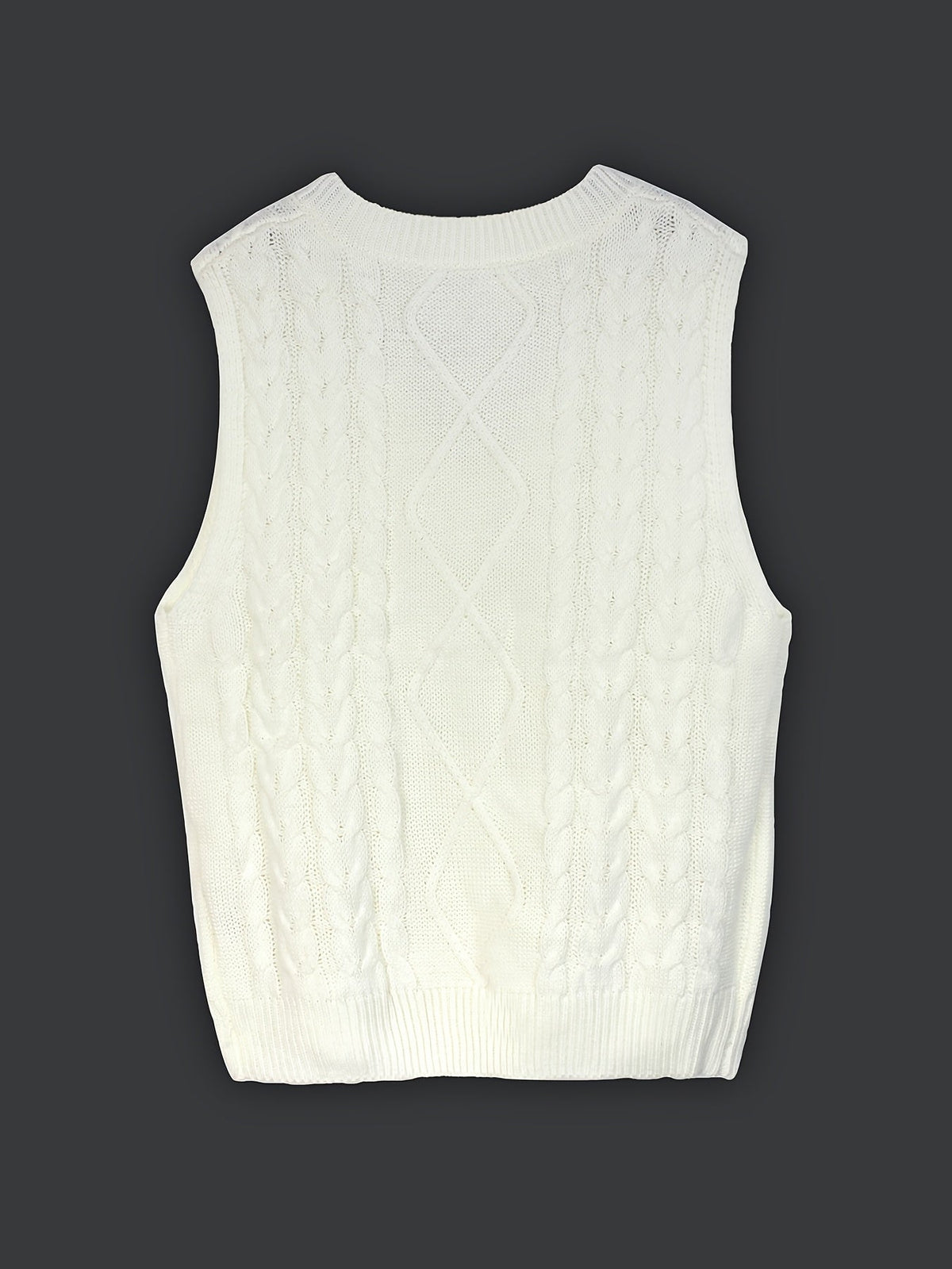 Women's Cable-Knit V-Neck Sweater Vest in a Relaxed Fit