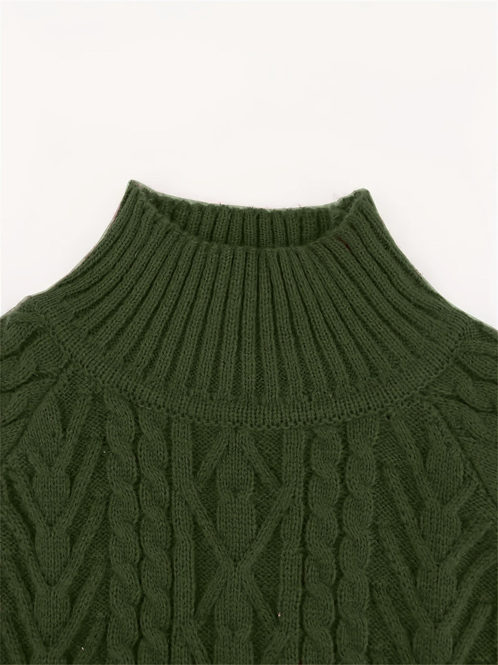 Women's Easy-Drape Cable-Knit Sweater with Half-High Collar