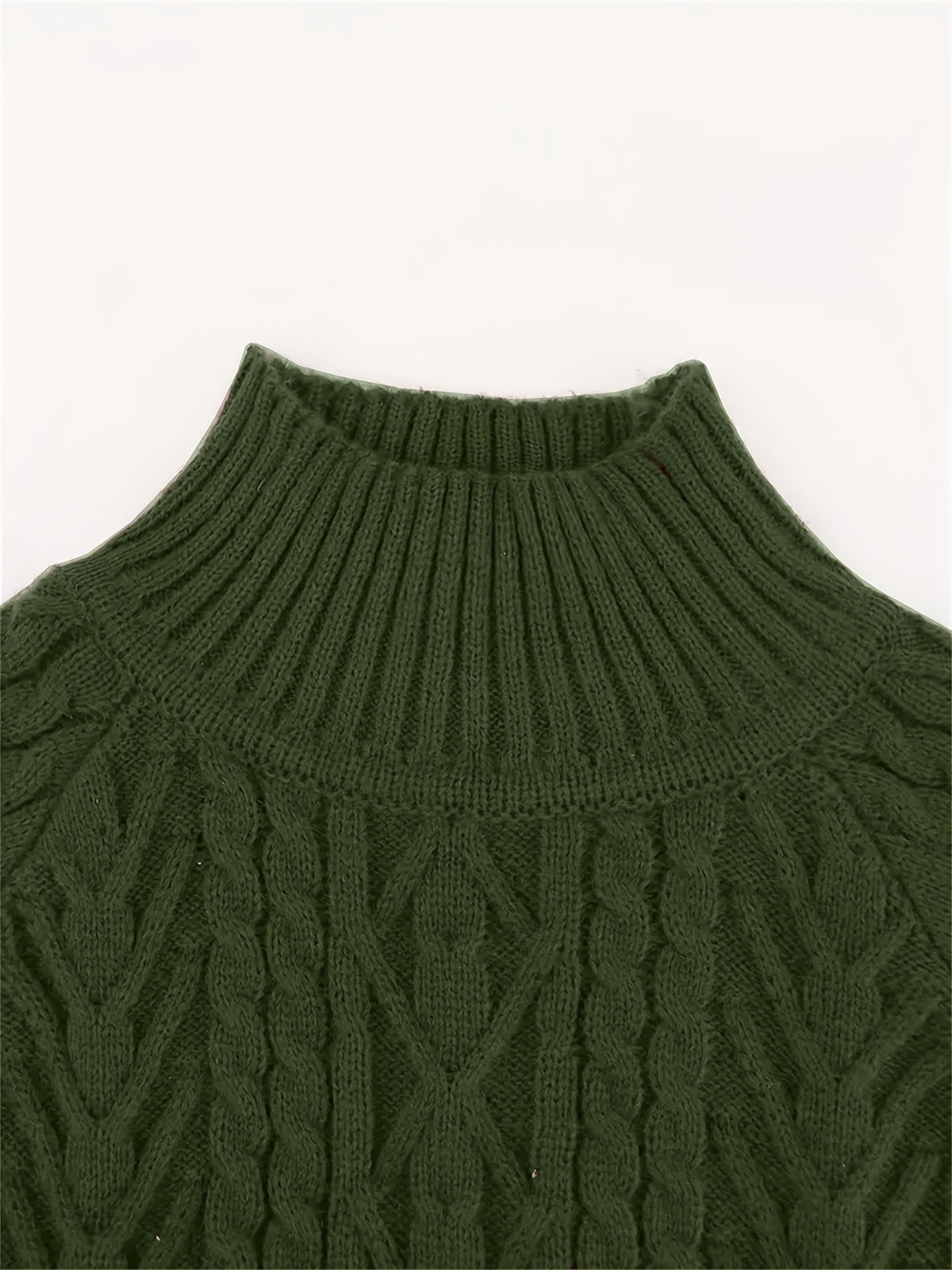 Women's Easy-Drape Cable-Knit Sweater with Half-High Collar