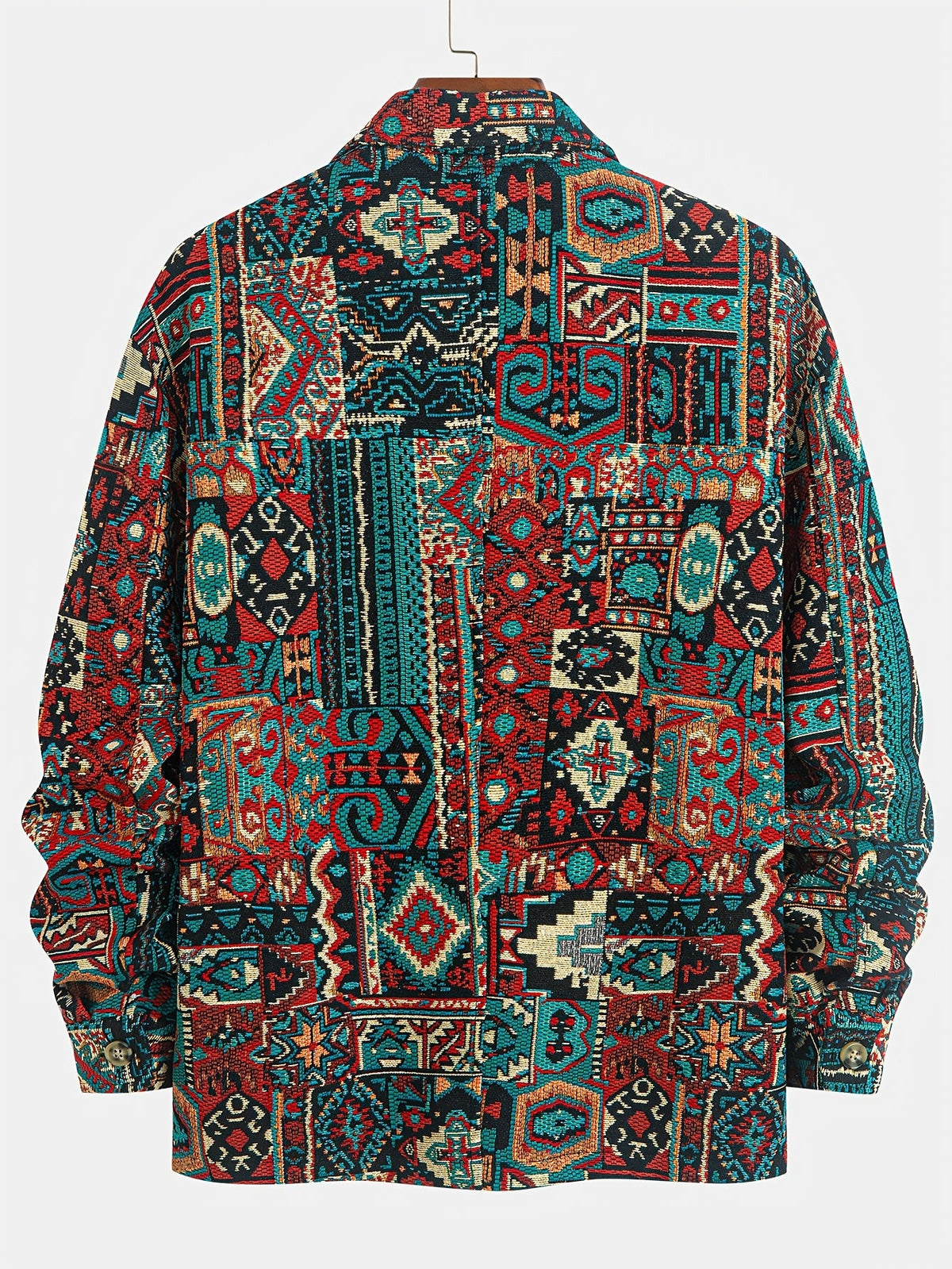 Men's Lapel-Collar Zip Jacket in an Artisan Woven Pattern