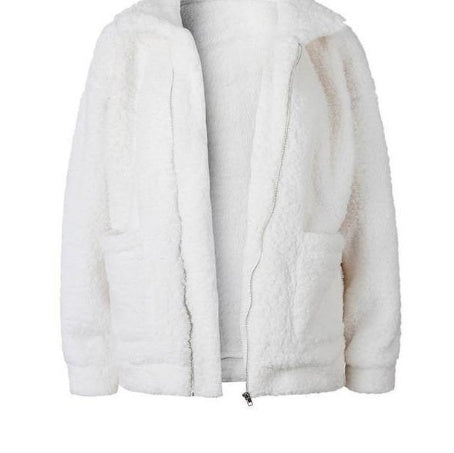 Women's Plush Wide-Collar Teddy Jacket in an Oversized Cut