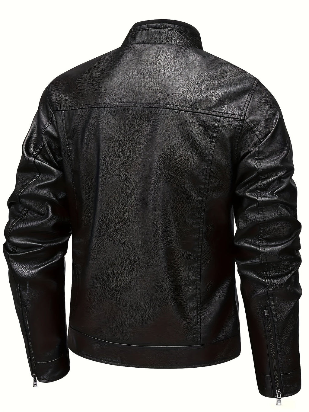 Men's Soft-Feel City Moto Jacket with Stand Collar