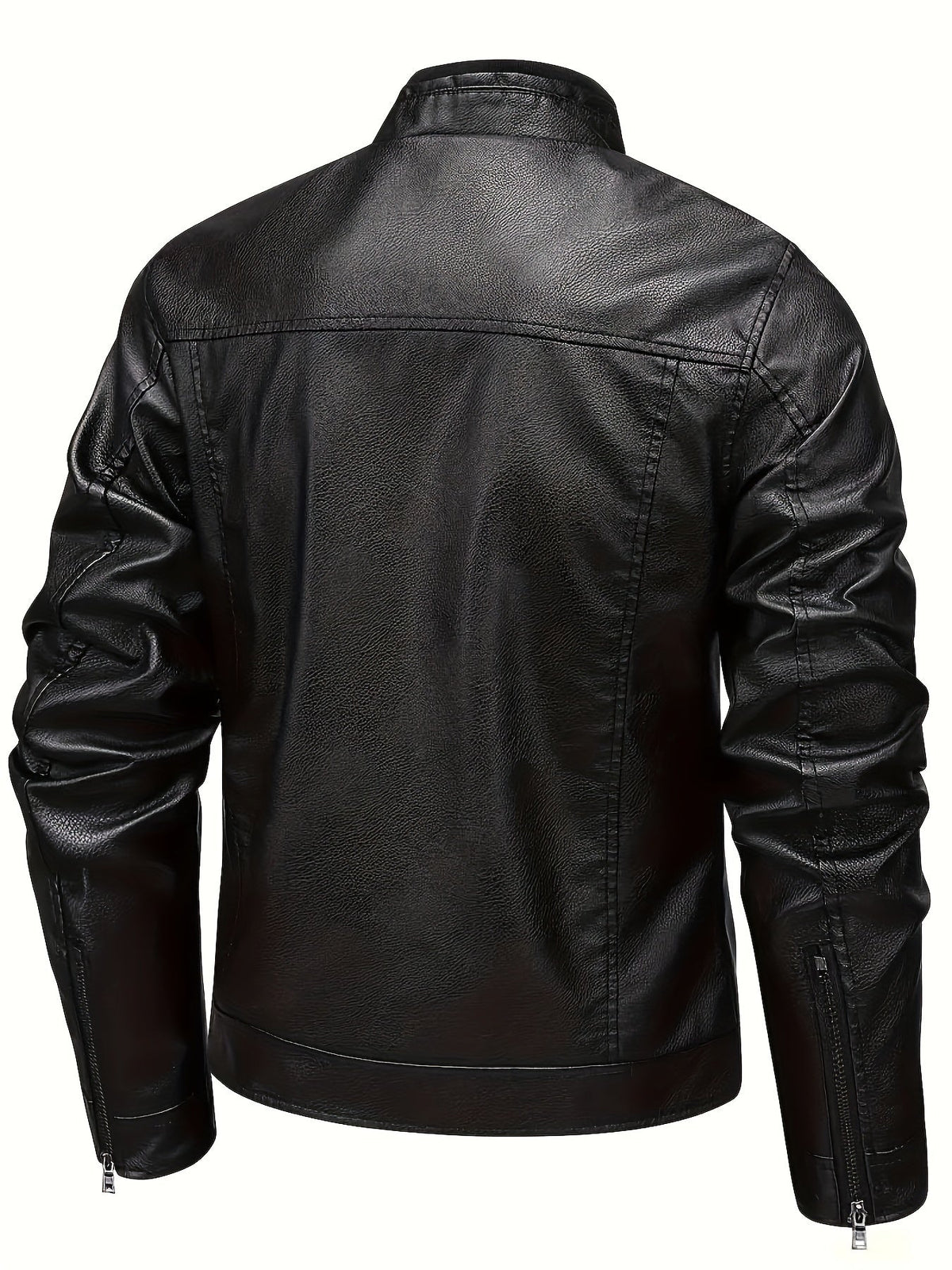 Men's Soft-Feel City Moto Jacket with Stand Collar