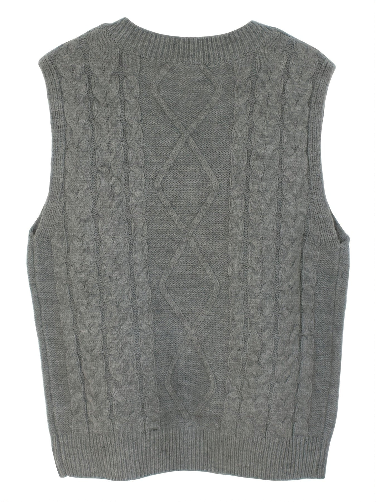 Women's Cable-Knit V-Neck Sweater Vest in a Relaxed Fit