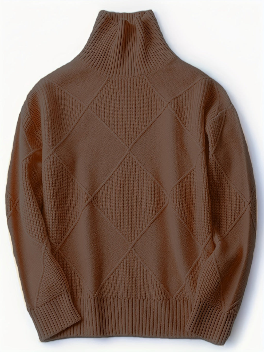 Women's Plus-Size Diamond Knit Turtleneck Sweater in a Relaxed Fit