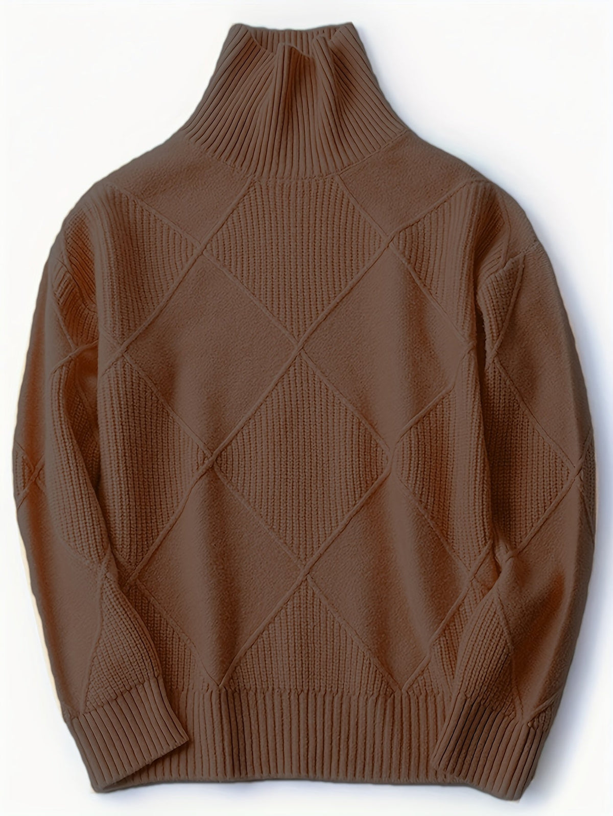 Women's Plus-Size Diamond Knit Turtleneck Sweater in a Relaxed Fit