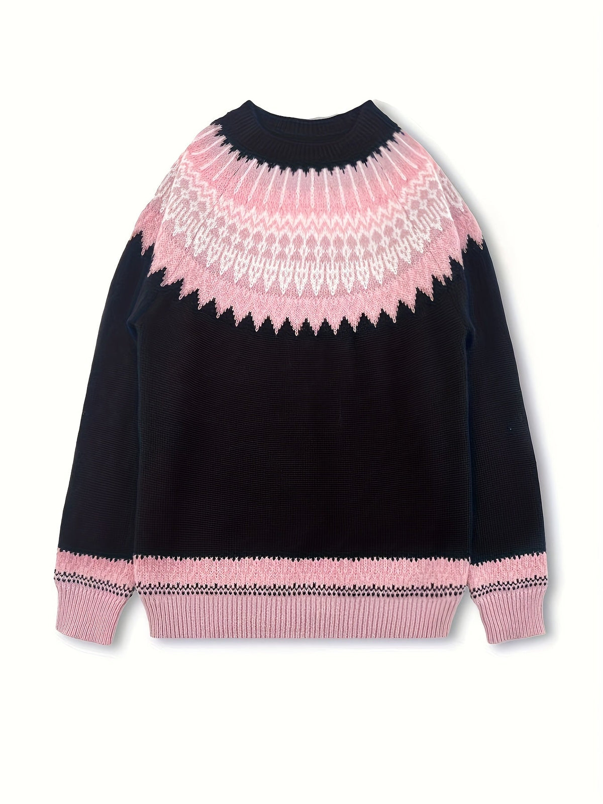 Women's Chunky Nature Motif Jacquard Crew Neck Pullover