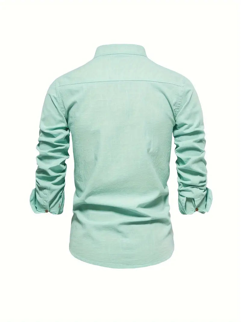 Men's Structured-Collar Slim Button-Up Shirt