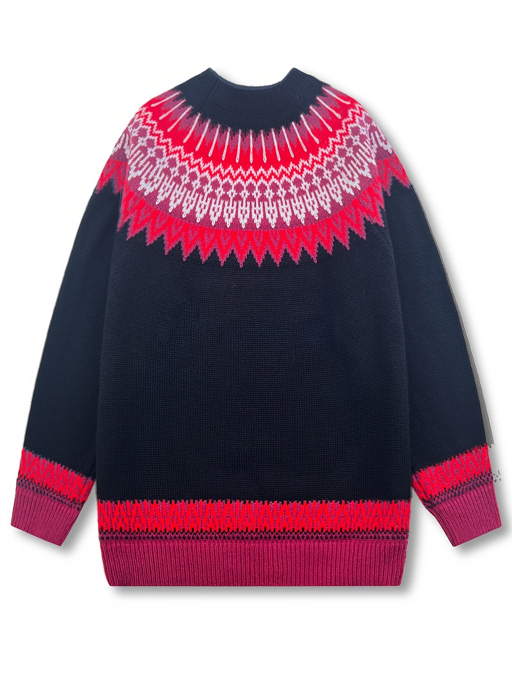 Women's Chunky Nature Motif Jacquard Crew Neck Pullover