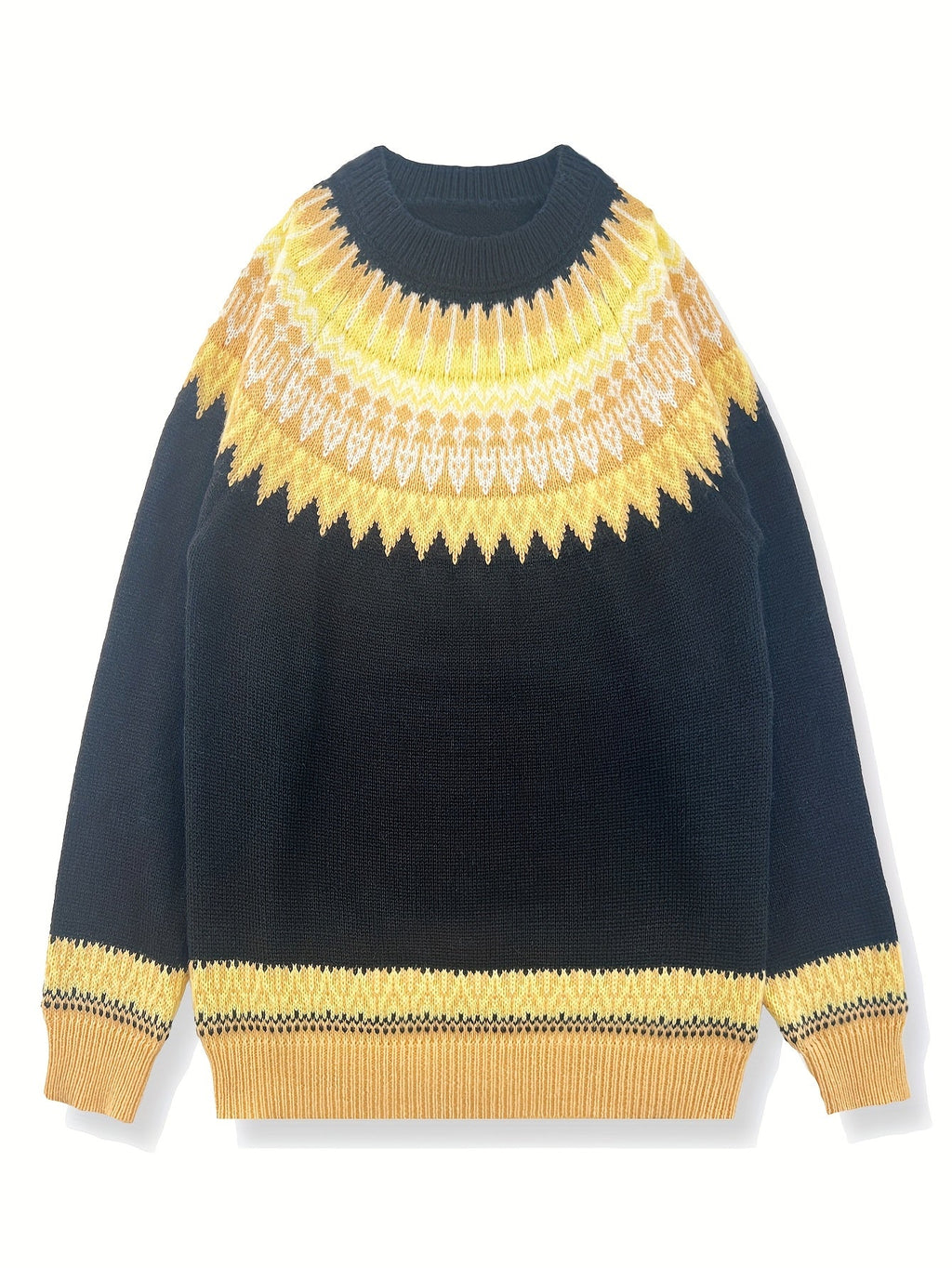 Women's Chunky Nature Motif Jacquard Crew Neck Pullover