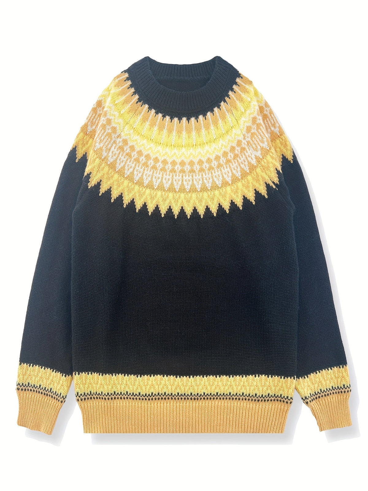 Women's Chunky Nature Motif Jacquard Crew Neck Pullover