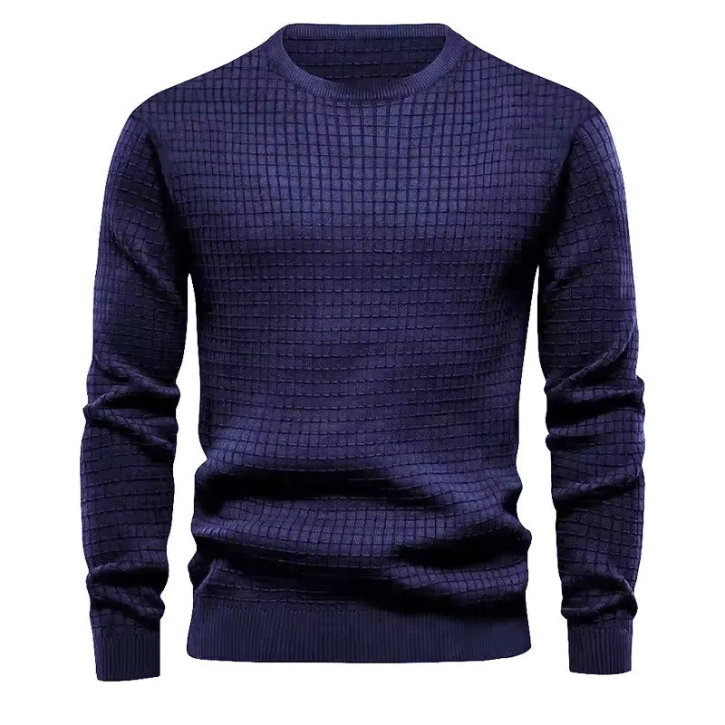Men's Classic Waffle-Knit Pullover Sweater - Marine