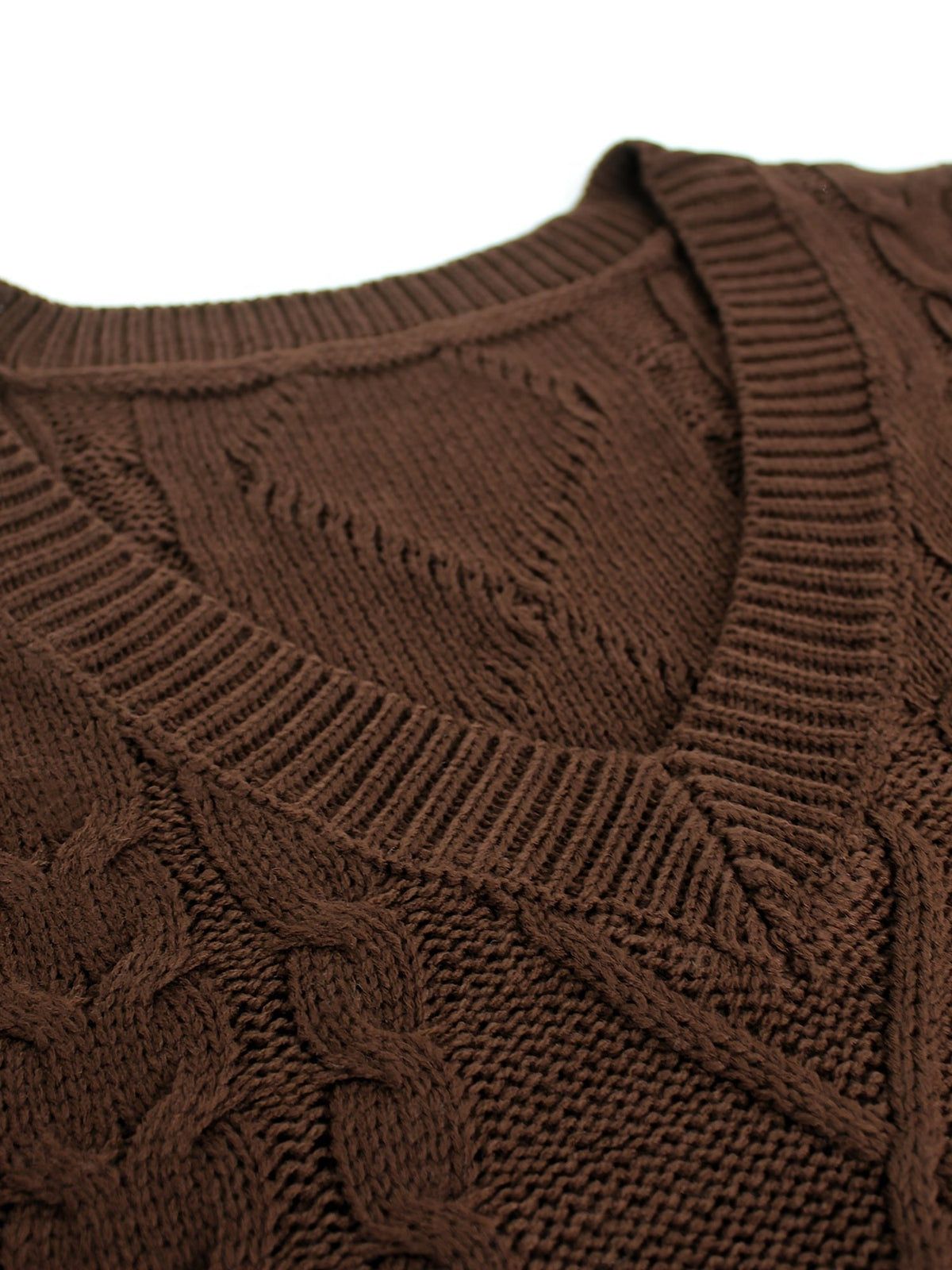 Women's Cable-Knit V-Neck Sweater Vest in a Relaxed Fit