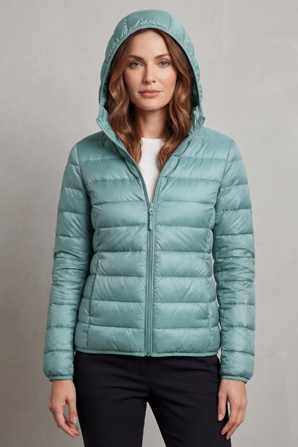 Women's Hooded Quilted Jacket That Folds Into Your Bag