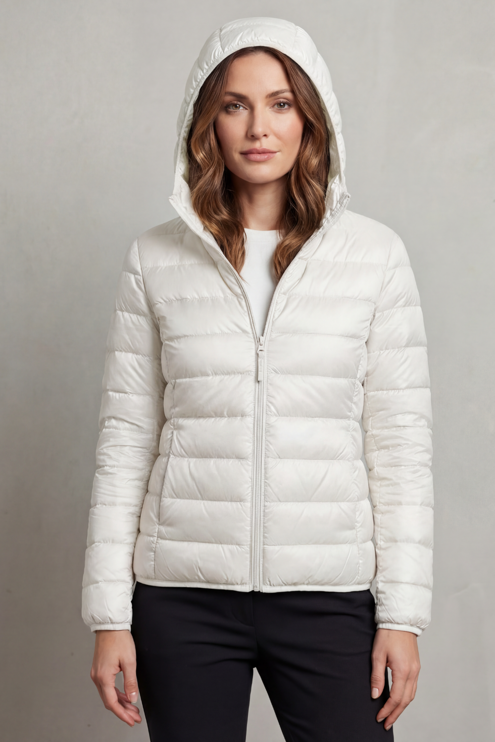 Women's Hooded Quilted Jacket That Folds Into Your Bag