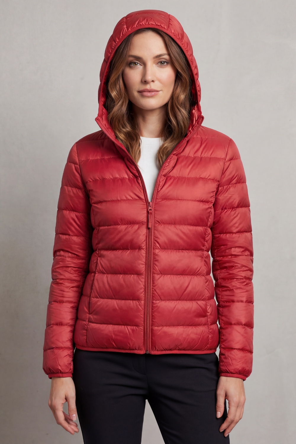 Women's Hooded Quilted Jacket That Folds Into Your Bag