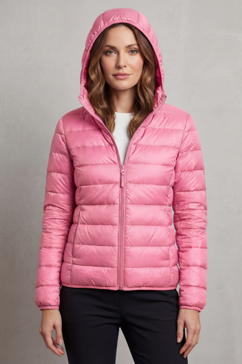 Women's Hooded Quilted Jacket That Folds Into Your Bag