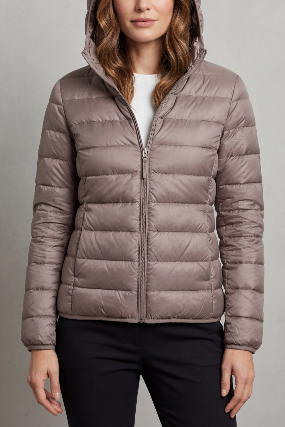 Women's Hooded Quilted Jacket That Folds Into Your Bag - Champagne