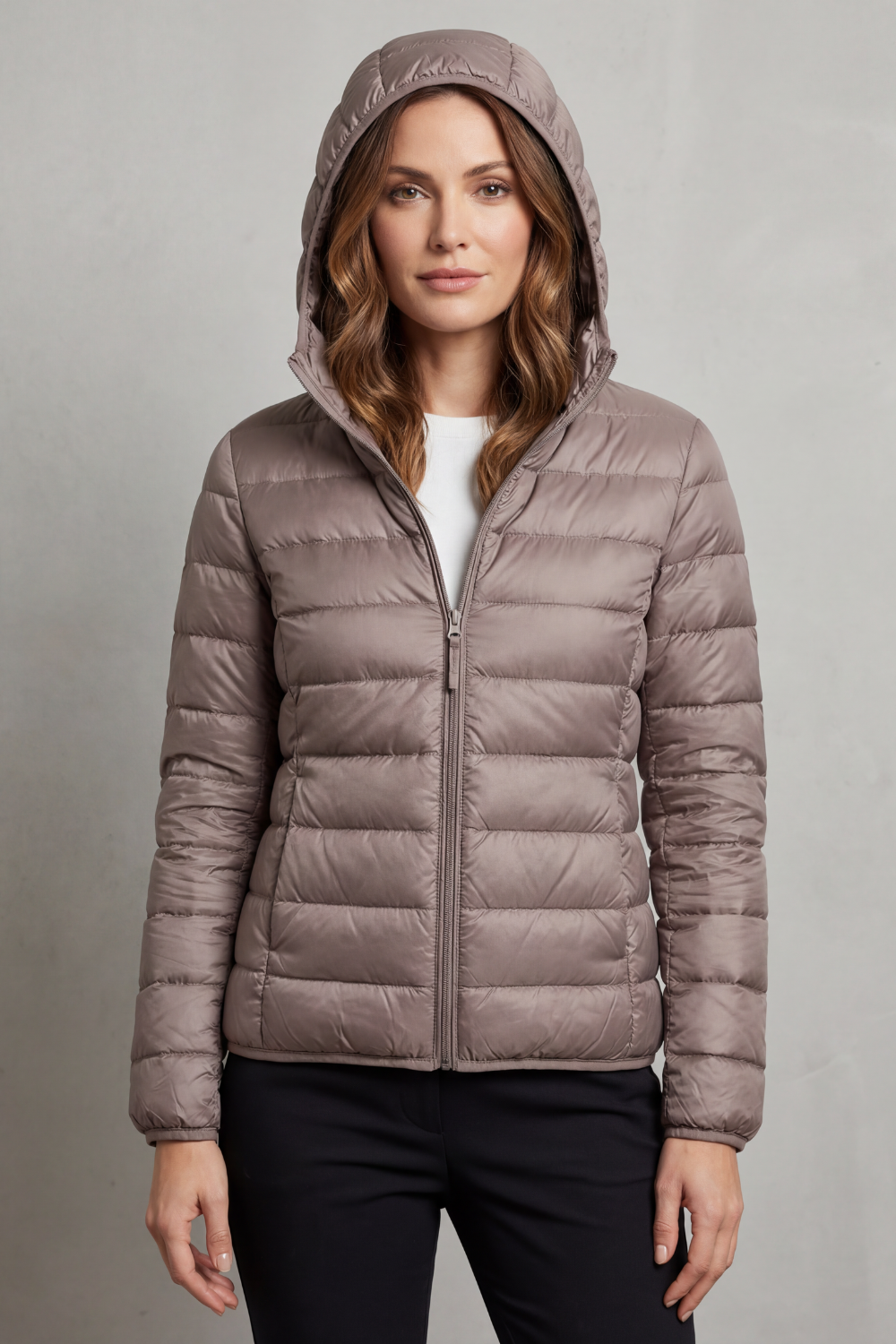 Women's Hooded Quilted Jacket That Folds Into Your Bag