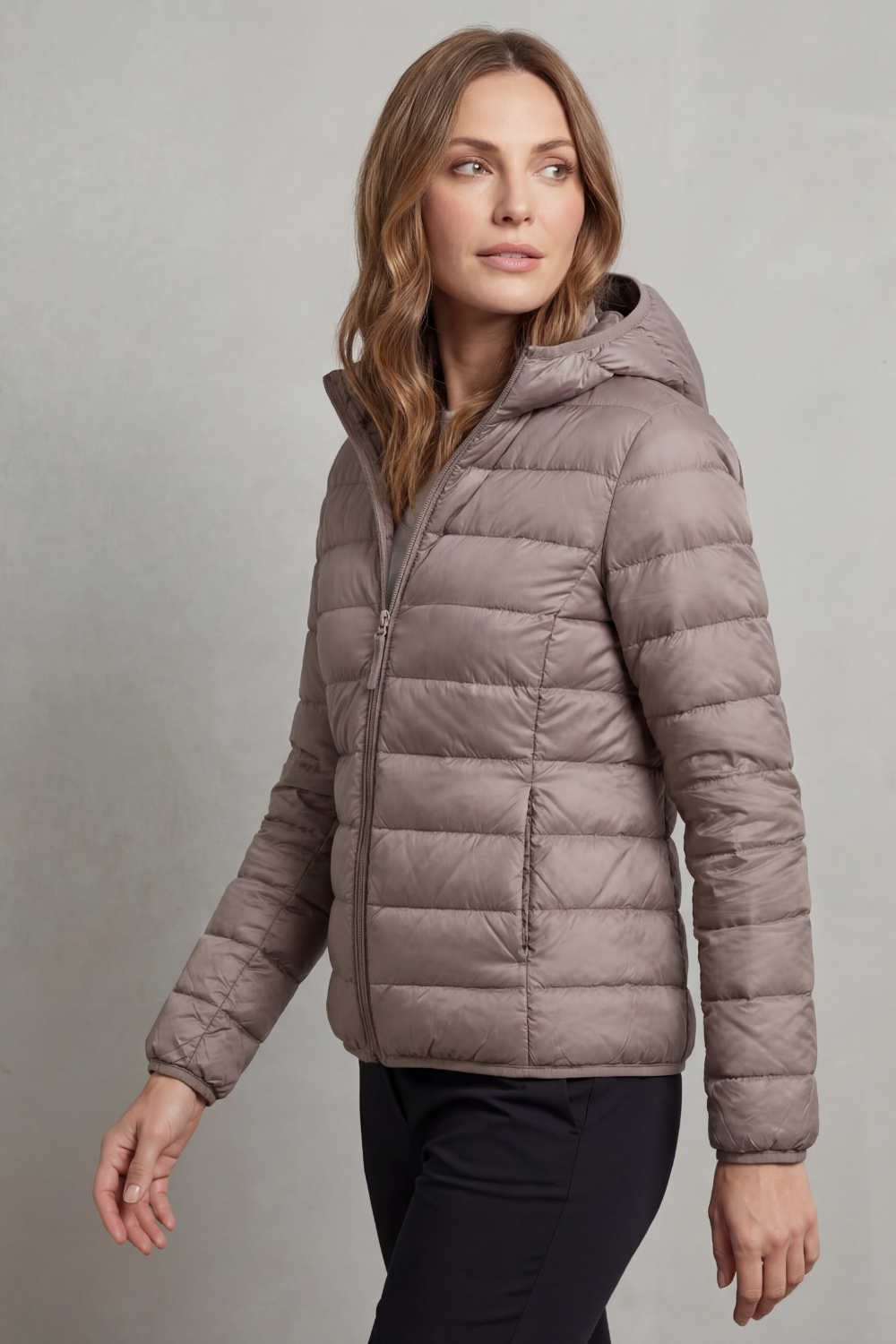 Women's Hooded Quilted Jacket That Folds Into Your Bag