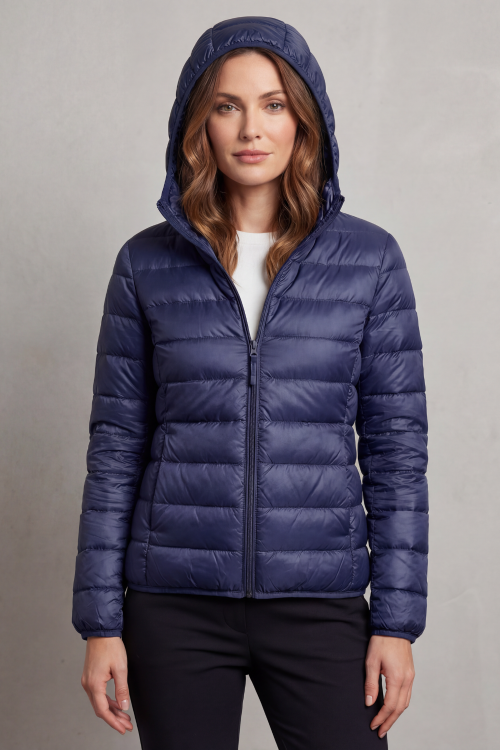 Women's Hooded Quilted Jacket That Folds Into Your Bag