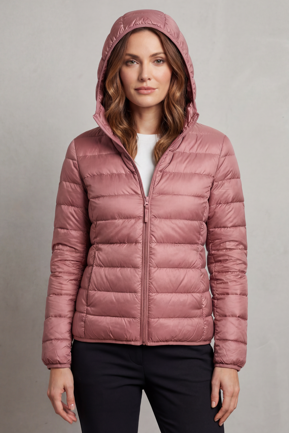 Women's Hooded Quilted Jacket That Folds Into Your Bag