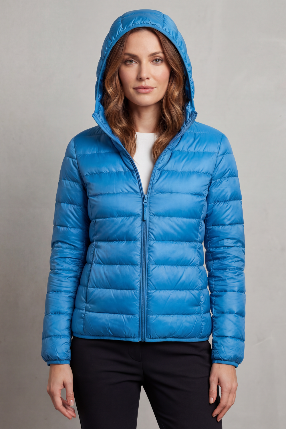 Women's Hooded Quilted Jacket That Folds Into Your Bag
