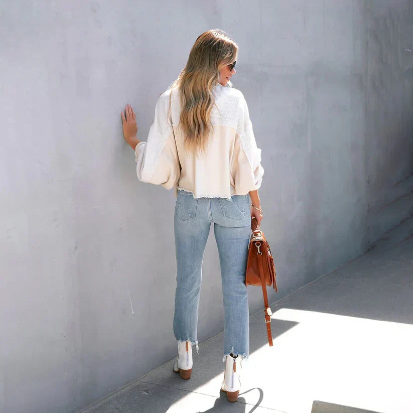 Women's Above-the-Waist Cropped Jacket with Fringe Trim