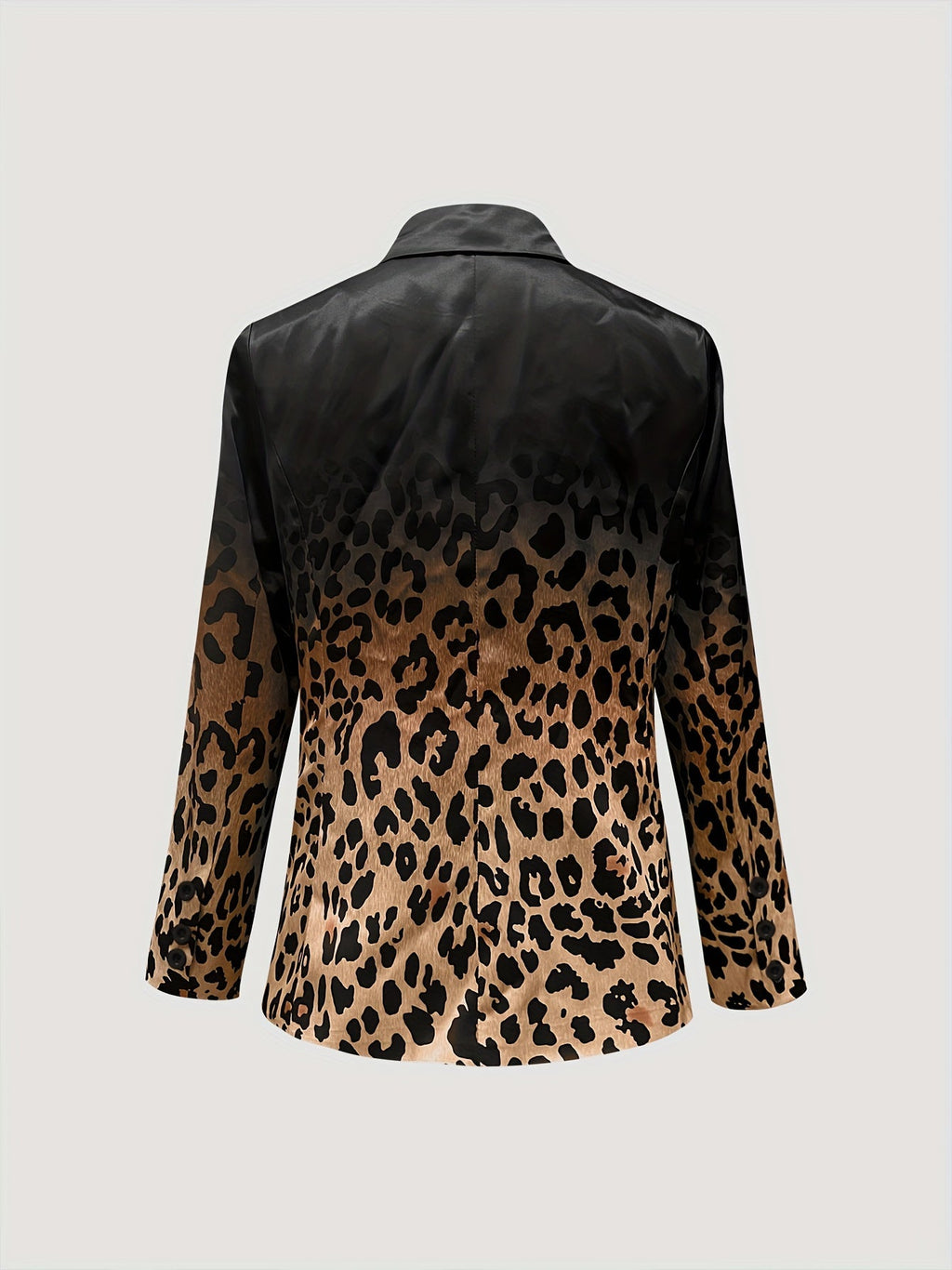 Women's Single-Button Leopard Print Blazer with Notched Lapels