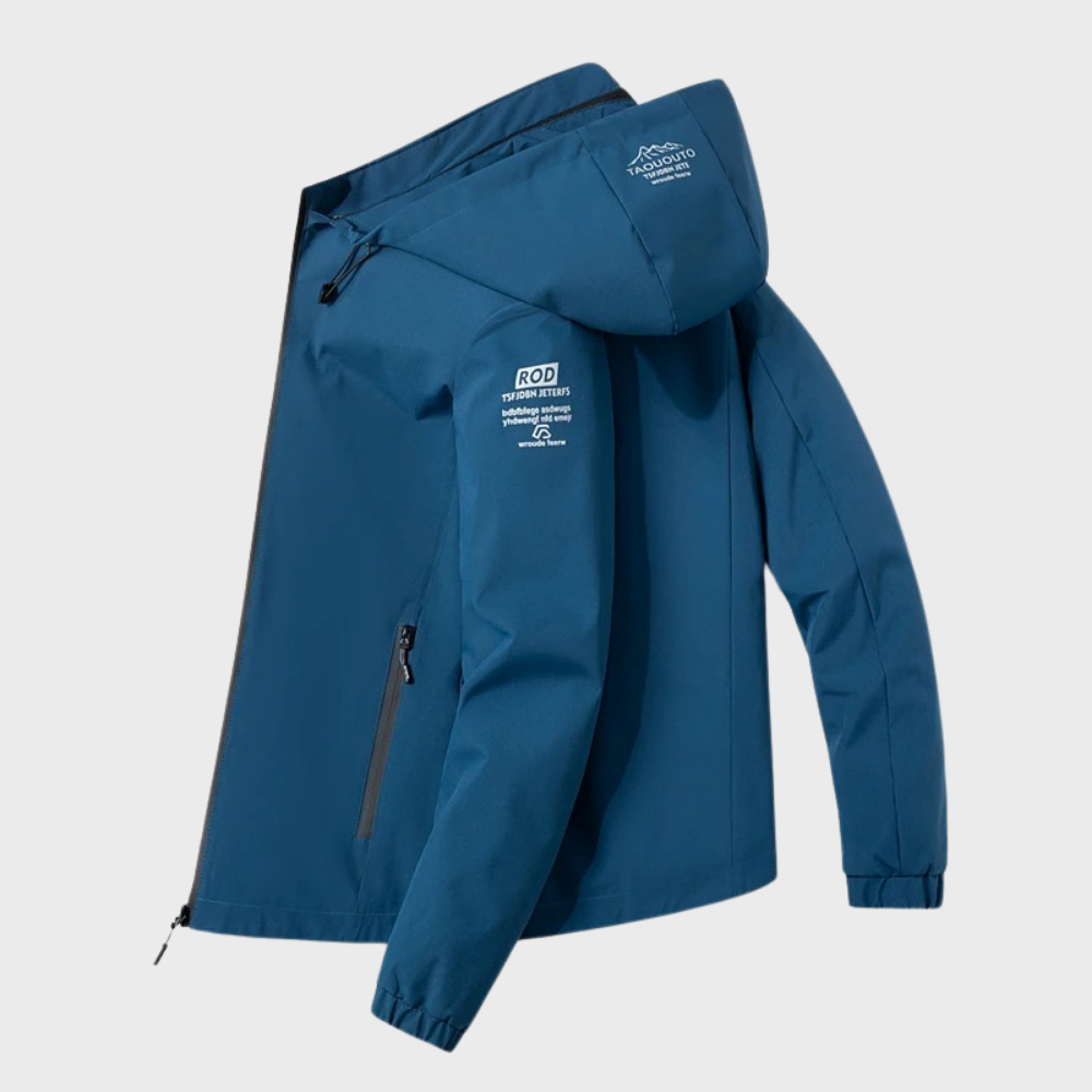Men's Hooded Insulated Commuter Jacket with Smooth Shell - Blue Green