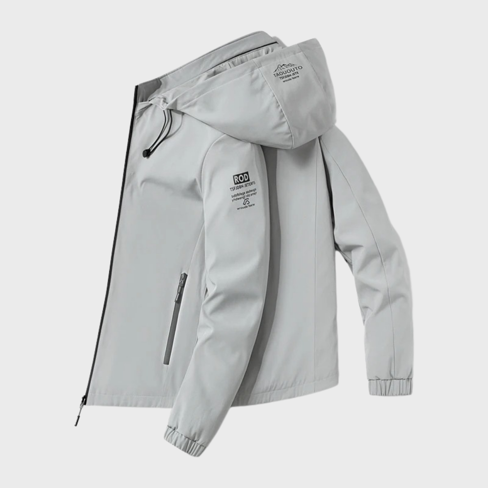 Men's Hooded Insulated Commuter Jacket with Smooth Shell - Light Gray