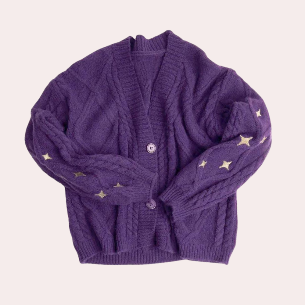 Women's Strawberry Applique Cropped Cardigan with V-Neck