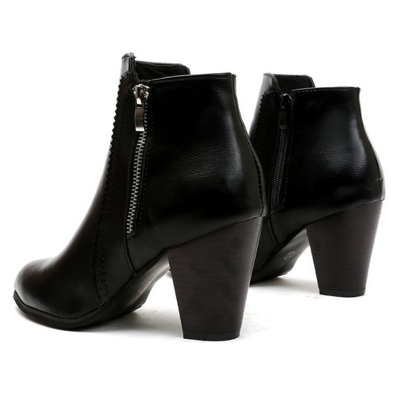 Women's Day-to-Night Block Heel Booties with Side Zipper