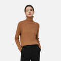 Women's Umbrella-Hem Turtleneck Sweater in Stretch Rib Knit - Khaki