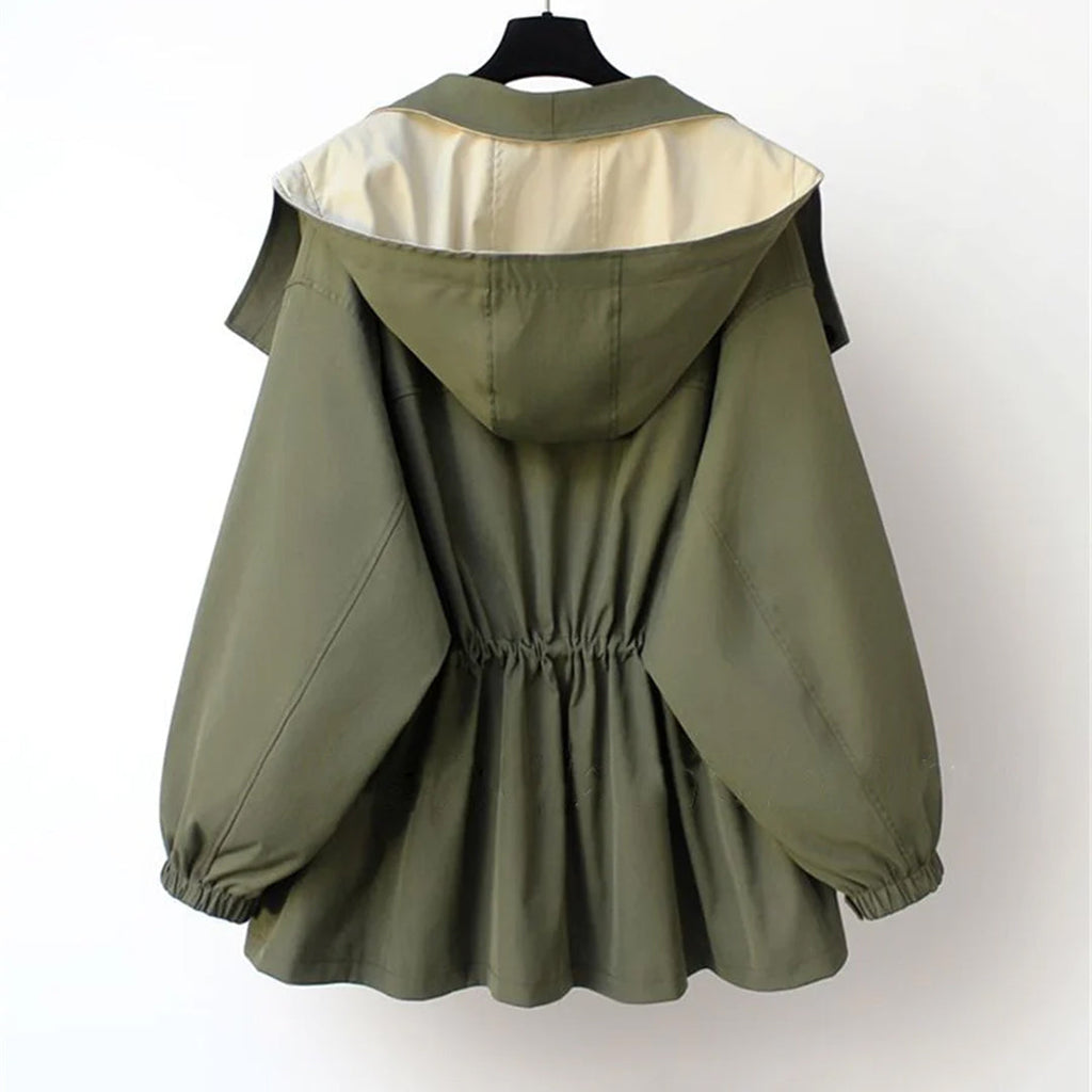 Women's Layered-Collar Waterproof Trench with Oversized Fit