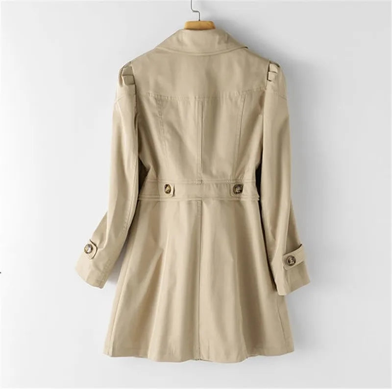 Women's Single-Button Slim Trench Coat in Knee Length