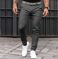 Men's Slim Jogger-Cut Stretch Pants with Ankle Cuffs - Dark Gray