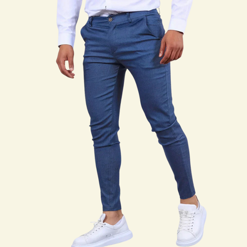 Men's Dressy Tapered Pants with Light Sheen and Stretch - Navy