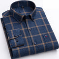 Men's Pure Cotton Plaid Shirt for Warm-Weather Days - Navy