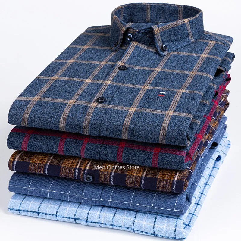 Men's Pure Cotton Plaid Shirt for Warm-Weather Days