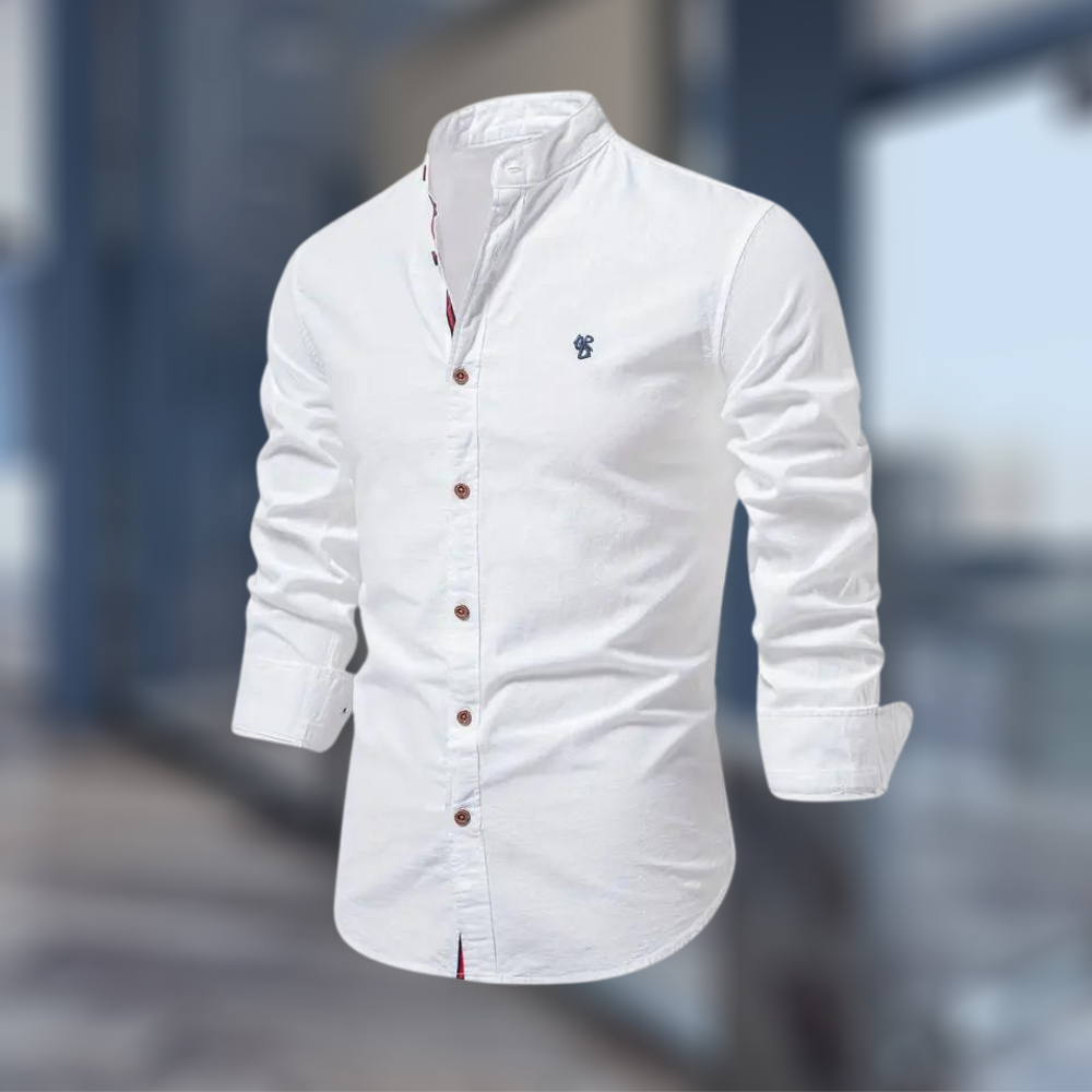 Men's Wrinkle-Resistant Slim Band Collar Shirt - White