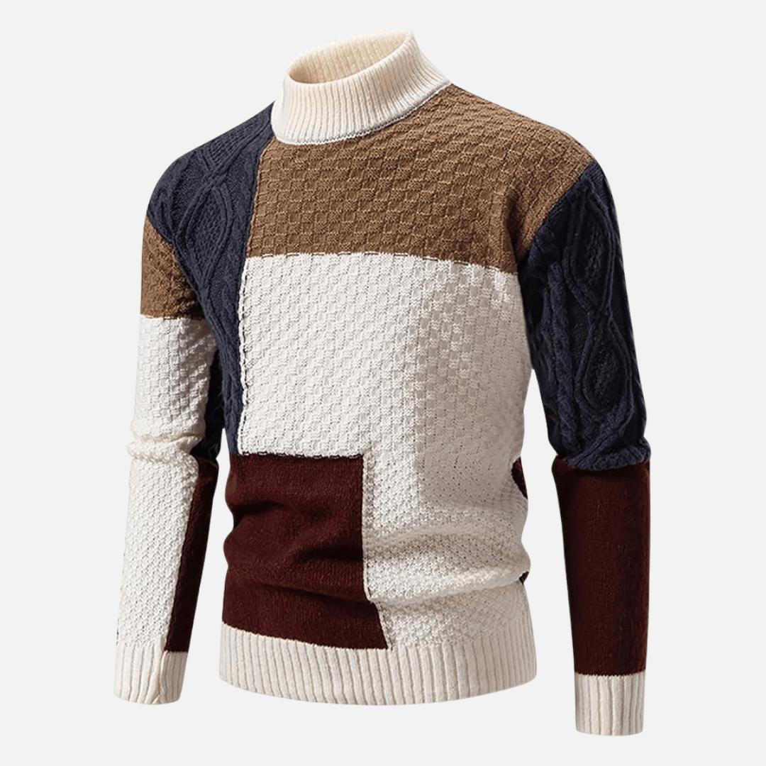 Men's Relaxed Patch-Detail Turtleneck Sweater