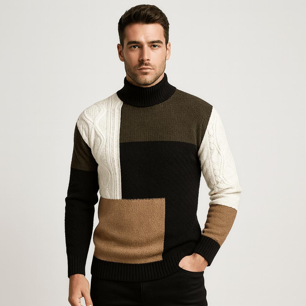 Men's Relaxed Patch-Detail Turtleneck Sweater