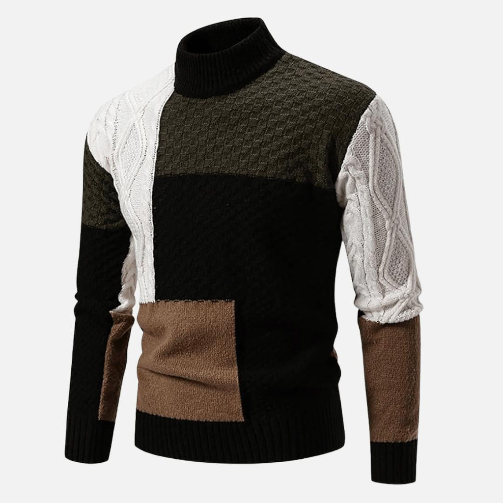 Men's Relaxed Patch-Detail Turtleneck Sweater