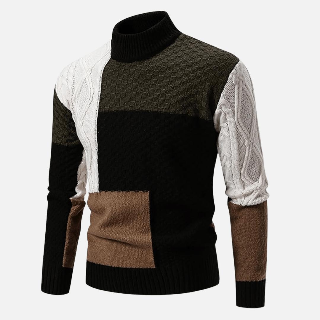 Men's Relaxed Patch-Detail Turtleneck Sweater