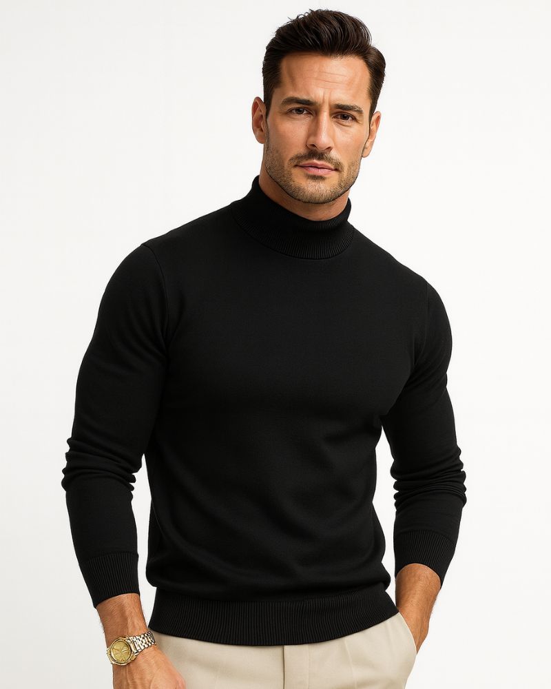 Men's Fitted Soft Knit Turtleneck for Blazer Layering